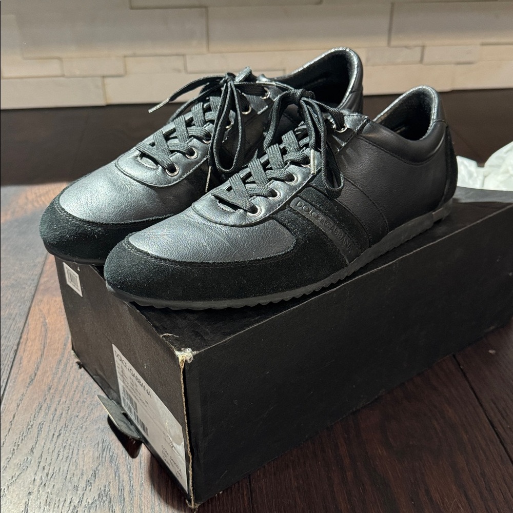 Dolce & Gabbana Black Leather and Suede Men's Sneakers